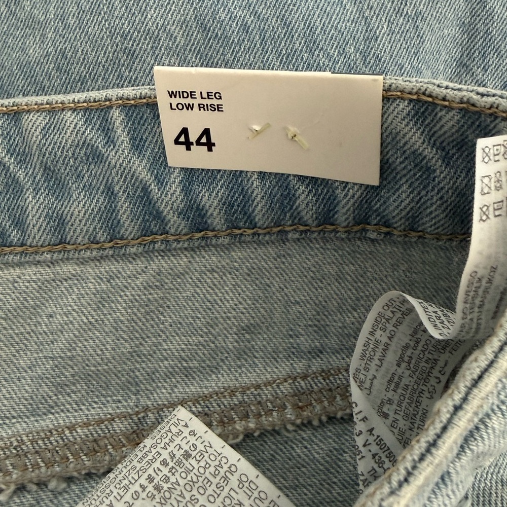 ZARA Cuffed Hem Wide Leg Hard Denim Jeans - Picture 10 of 14